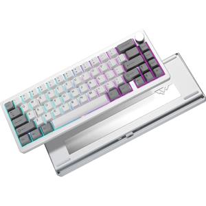 YUNZII AL68 Tastiera Meccanica Wireless 60% in Alluminio QMK/VIA, Sostituibile a Caldo con Manopola, RGB da Gioco per Mac/Windows/Linux (Argento, Zero Linear)