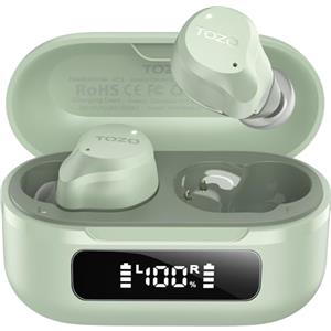 TOZO NC9 Cuffie Bluetooth 5.3 con ANC Ibrido, 6 Mics ENC, Suono OrigX 2.0, 60 Ore di Autonomia, Modalità Trasparente, IPX8, Ricarica USB-C, Comode e Facili da Usare per Lavoro, Gioco e Commuting Verde