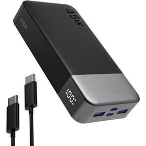 NOBIS Power Bank 20000mAh Powerbank 45 W Fast Charging Caricatore Portatile USB C In & Out, 4 Ports Portable Charger with LED Digital Display, Compatible with Phone 17 S25 (Nero)