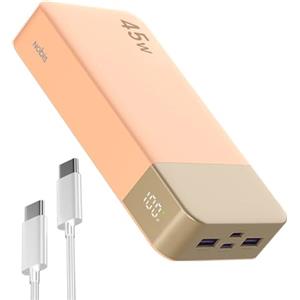 NOBIS Power Bank 20000mAh Powerbank 45 W Fast Charging Caricatore Portatile USB C In & Out, 4 Ports Portable Charger with LED Digital Display, Compatible with Phone 17 S25 (Arancione)