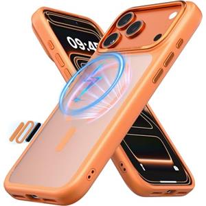 CloudValley per iPhone 17 Pro Max, Controllo Della Fotocamera, Compatibile con MagSafe, Protezione Antiurto di Livello Militare, Cover per Telefono Antiurto Opaca Traslucida, Arancia