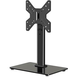 XINLEI Supporto Girevole per TV da Tavolo, Universale per 17-43 Pollici, Altezza Regolabile 265-385mm, Portata 45kg, VESA Max 200x200, Installazione Senza Forature