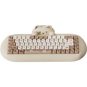 YUNZII C68 Tastiera meccanica senza fili,65% Gaming Keyboard Hot Swap,Tripla modalità BT5.0/2.4G/Cavo,RGB Retroilluminato NKRO,Cat Silicone Ergonomic Keyboard per Win/Mac (fratello, crema di cacao v2)