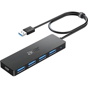 acer Hub USB 3.0 con 5 porte, Sdoppiatore Multi USB 3.0 Adattatore USB Alta velocità 5Gbps, Compatibile con MacBook PRO Air iMac Surface Laptop Chiave USB Disco Rigido Tastiera(60cm)
