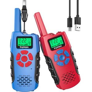 Inspireyes Walkie-Talkie Bambini Ricaricabili, 48 Ore di Orario di Lavoro, 3 Chilometri di Lungo Raggio, Regali di Compleanno per Ragazzi Ragazze, Giocattoli da Esterno per Bambini di 3-12 Anni