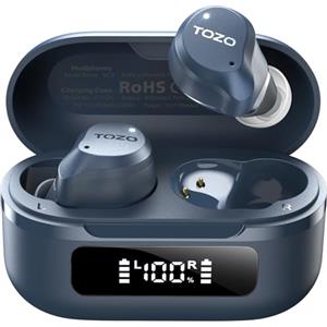 TOZO NC9 Cuffie Bluetooth 5.3 con ANC Ibrido, 6 Mics ENC, Suono OrigX 2.0, 60 Ore di Autonomia, Modalità Trasparente, IPX8, Ricarica USB-C, Comode e Facili da Usare per Lavoro, Gioco e Commuting Blu