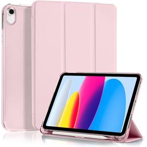 4UBonLife Cover Per iPad (A16) 11a Generazione 11 Pollici 2025, iPad 10a Generazione10,9" 2022 con Portapenna, Custodia Protettiva Sottile con Retro Rigido Traslucido Guscio Case, Rosa