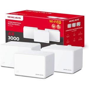 Mercusys TP-Link Halo H3000X(3-pack) WiFi 6 Mesh AX3000Mbps, 3 Porte Ethernet Gigabit, Controllo Parental, Collega Fino a 150 Dispositivi, VPN,Router e Ripetitore, 3 Pezzi con Copertura Fino a 650 ㎡"