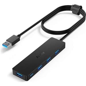 Aceele Hub USB 3.0 con Cavo Lungo 120cm, Sdoppiatore USB a 4 Porte da 5 Gbps, Semplice e Pratico Adattatore USB Multipla per PS5, MacBook Pro/Air, iMac e Altri Laptop