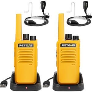 Retevis RT668 Walkie Talkie Professionali, Ricaricabile Walkie Talkie con Auricolare, Robusti e Durevoli, Cavo USB Type-C, PMR446 Talkie Walkie per Caricabatterie Cantieri, Escursionismo (1 Coppia)