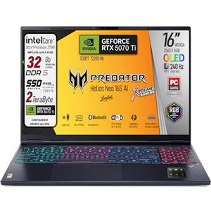 acer Predator Helios Neo 16s Ai, Notebook Gaming, Intel Ultra 9-275X, 24core, RAM DDR5 32Gb, SSD 2Tb (2 x 1Tb), Display 16" Oled 240Hz, DCI-P3 al 100%, Geforce RTX 5070Ti 12Gb, Win 11, Preconfigurato