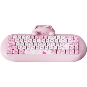 YUNZII C68 Tastiera meccanica senza fili,65% Gaming Keyboard Hot Swap,Tripla modalità BT5.0/2.4G/Cavo,RGB Retroilluminato NKRO,Cat Silicone Ergonomic Keyboard per Win/Mac (Rosa, Cambio di latte)