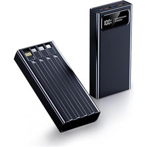 Tsebugap Power Bank 22.5W PD27000mah Ricarica Rapida Powerbank con Cavi Integrati Batteria Portatile Caricatore usb c Batteria Esterna Portatile Cellulare per Smartphone iPhone Android