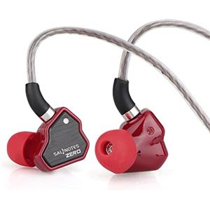 Linsoul Salnotes Zero HiFi - Auricolari in-ear con driver dinamico IEM da 10 mm, con diaframma composito in metallo, piastra frontale in acciaio inox, cavo OFC staccabile a 2 pin (rosso, senza