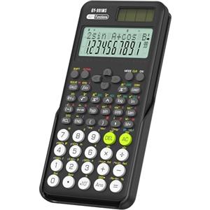 ROATEE Calcolatrice scientifica, ROATEE 991MS 401 Funzione Calcolatrice da tavolo con display a 2 righe, cella solare Doppia alimentazione Kawaii, per studenti e insegnanti delle scuole medie Nero