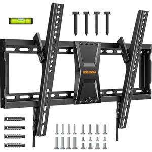 Perlegear Supporto TV Parete da 37-82 Pollici, Staffa TV Inclinabile Fino a 60 kg, Braccio TV con Televisori a LED, LCD, OLED, Curvi, Max VESA 600x400 mm