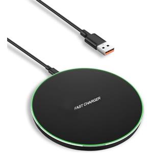 Flintronic Caricatore Wireless Charger, 15 W Caricabatterie Senza Fili Portatile Rapida Caricabatterie Wireless per iPhone 16/15/12/11 Pro Max/XS Max/XR/SE,Samsung S22/Note10/9, per AirPods 2/Pro
