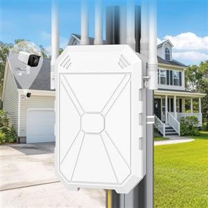 INEAUTO N300 Potente Ripetitore WiFi Esterno Con 6 Antenne, WiFi Extender Eesterno a Lunga Distanza, Resistente Alle Intemperie IP67, WPA/WPA2, Passivo PoE, Porta Ethernet, Per Giardino, Cortile, Fotocamere