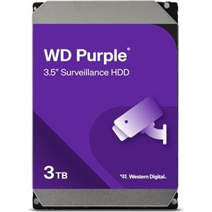 Western Digital WD30PURZ WD Purple Hard Disk per Videosorveglianza con Tecnologia Allframe 4K 3.5 Pollici SATA 6 GB/s 180TB/Anno, 64 MB Cache, 5400 RPM, 3 TB, Grigio