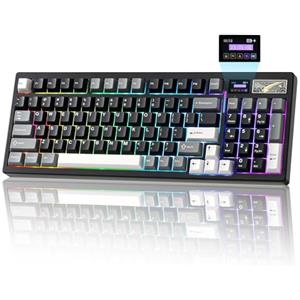 YUNZII IF99 Tastiera meccanica da gioco senza fili con display intelligente LCD, QMK/VIA programmabile BT/2.4G/USB-C Guarnizione montata Hot Swap RGB 96% layout per Mac/Win (nero, zero linear)