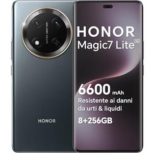 HONOR Magic7 Lite Smartphone 5G Android 14 Dual SIM NFC, 8GB RAM 256GB, 6600 mAh, 6.78 pollici AMOLED Display,Drop/Water/Heat-Resistente,108 MP, esperienza intelligente AI, Titanium Black