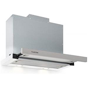 Klarstein Mariana - Cappa a Schermo Piatto, Cappa Aspirante, Cappa Sottopensile, Classe Energetica C, 500 m³/h, Ricircolo & Scarico, Luce LED, Tasti, 60 cm, Bianco