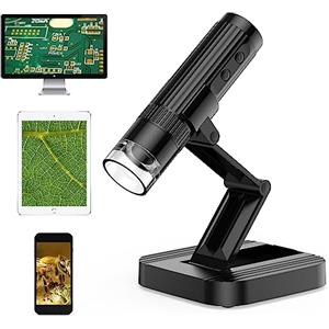 WADEO Microscopio Digitale Portatile, [1080P HD] [1000X Fotocamera da 2 MEGAPIXEL] 8 Luci LED, USB/WiFi (1080P - WiFi/USB - Cellulare/Computer/Tablet)