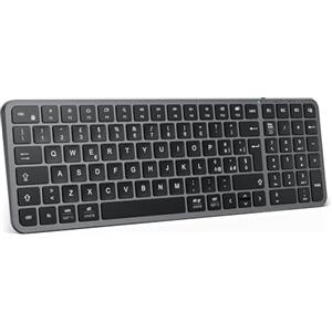 iClever Tastiera Bluetooth Wireless Ricaricabile, Compatta Multi-Dispositivo Con Connessione Stabile USB-C, Silenziosa Compatibile Mac per iPad, Tablet, iMac, Laptop