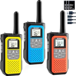 NXGKET Walkie Talkie per Bambini e Adulti, Walkie Talkie Ricaricabile NXGKET a Lungo Raggio Radio a 16 Canali con Batteria agli Ioni di Litio da 1200 mAh, Cavo USB-C, VOX per Escursionismo e Campeggio