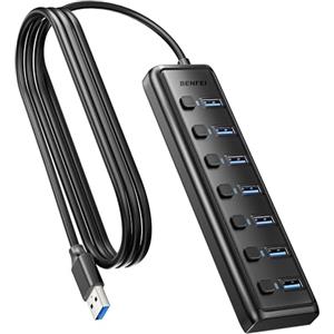BENFEI Hub USB 3.0 a 7 porte, splitter USB portatile ultrasottile con cavo da 1 m - Compatibile con MacBook Pro/Air, Mac Pro, Mac Mini, iMac, PC, unità flash, HDD mobile (senza porta di ricarica)