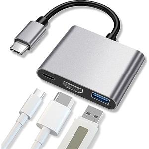 AXFEE 3 in 1 Hub USB-C, Adattatore USB C Hdmi, 1 HDMI 4K@60Hz, 1 USB-C PD Rapida a 100 W, 1 Porta USB-A 3.0 SuperSpeed a 5 Gbps, per MacBook, Mac Mini, Surface Pro, XPS, Serie S e Note di Samsung
