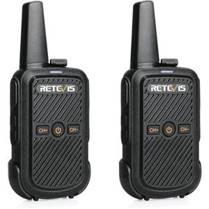 Retevis RT15 Walkie Talkie Professionali, Mini Walkie-Talkie Portatile Radioline Lungo Raggio, 3 Bottoni Davanti, USB, Ricaricabile Ricetrasmittenti per Campeggio, All'aperto, Ciclismo (1 Paio, Nero)
