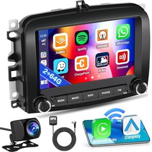 Inefala 2G+64G per Fiat 500L 2013-2017 Autoradio Android 15 con Carplay Senza Fili e Android Auto, Stereo Auto Bluetooth con Touchscreen HD da 7 Pollici con WiFi GPS FM/RDS MIC + Telecamera Posteriore