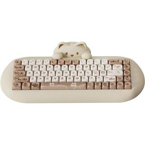 YUNZII C68 Tastiera meccanica senza fili,65% Gaming Keyboard Hot Swap,Tripla modalità BT5.0/2.4G/Cavo,RGB Retroilluminato NKRO,Cat Silicone Ergonomic Keyboard per Win/Mac (fratello, Cambio di latte)