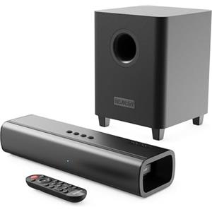 Majority Soundbar TV Naga 40 Plus | Suono Potente 200W con Subwoofer Wireless | HDMI ARC, Ottico, AUX, USB | Montaggio a Parete | Bluetooth 5.0 | Telecomando & Staffe Inclusi