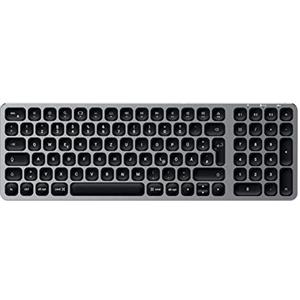Satechi Tastiera Wireless ???????????????????????? ????????, Tastiera Bluetooth in Alluminio, Multi-Dispositivo, Retroilluminata e Ricaricabile, per Mac, Windows e Android (Grigio, Layout Tedesco)