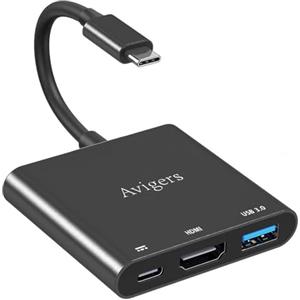 Avigers Adattatore da USB C a HDMI, 3 in 1, Adattatore da Tipo C a HDMI 4K, PD 100W, USB 3.0 5Gbps, HUB USB C per Computer Portatili, iPhone 16/15 Pro Max/Plus, MacBook Pro/Air, iPad, Samsung