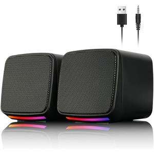 Vicloon Casse PC, Altoparlanti Computer con Ingresso Jack 3.5 mm, Mini Altoparlanti Stereo Compatibili PC/Mac/Smartphone/Tablet, 3W, Alimentazione USB, 1 Paio, Nero