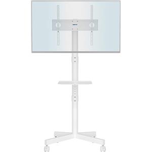 BONTEC Supporto TV da Pavimento per Schermi Plasma/LCD/LED 23-60 Pollici con Ruote, Carrello Staffa Porta Mobile Supporto TV Fino a 25 kg, Max VESA 400 x 400 mm (Bianco)