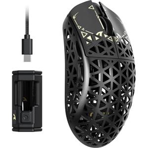 ATTACK SHARK R5 Ultra Mouse da Gioco Wireless HyperSpeed Fibra Carbonio, Mouse Ultraleggero 39g, 2,4G/BT/USB-C Cablato, Sensore PAW3950MAX, Frequenza Polling Wireless 8KHz, 42KDPI, Win/Mac -Nero