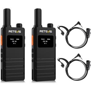 Retevis B63S Walkie-Talkie, 103 g Leggero PMR446 Ricetrasmittenti, RT622P Versione 3.0, Schermo LCD, 15 mm Ultrasottile, VOX, 1620mAh, USB-C, Walkie Talkie Professionale per Famiglia (2 Pezzi, Nero)