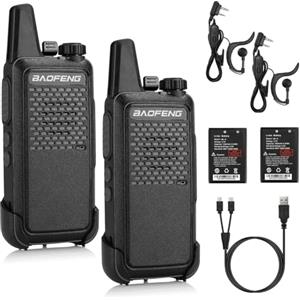 Baofeng GT-22 Walkie Talkie Set Senza Licenza, Radio PMR446 fino a 3 km di portata con 16 Canali, Batteria Ricaricabile da 1500 mAh, Caricatore USB-C, Auricolare per Bambini Adulti Famiglia (2 pezzi)