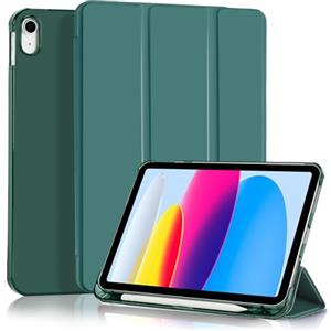 4UBonLife Cover Per iPad (A16) 11a Generazione 11 Pollici 2025, iPad 10a Generazione10,9" 2022 con Portapenna, Custodia Protettiva Sottile con Retro Rigido Traslucido Guscio Case, Verde Notte