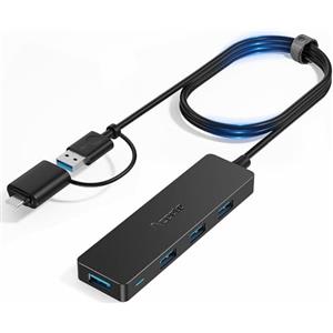 Aceele Hub USB C/A con Cavo di Prolunga Lungo 120cm, Sdoppiatore USB Ultra Sottile Hub Dati USB 3.0 a 4 Porte, Espansore Multiporta USB Per MacBook Air/Pro, iMac, PS5, unità flash