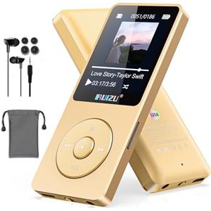 Ruizu Lettore MP3 da 64GB con Bluetooth 5.3, schermo da 1,8" Lettore musicale portatile, radio FM, registrazione vocale, EBook, Shuffle Single Loop, riproduzione audio video digitale 80H, leggero, supporto