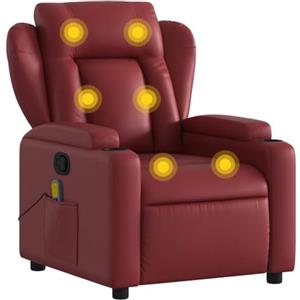vidaXL Poltrona Massaggiante Reclinabile Rosso vino in Similpelle