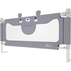 UISEBRT Griglia di protezione per letto per bambini, 180 cm, altezza regolabile, protezione da caduta, colore: grigio
