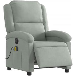 vidaXL Poltrona Elettrica Massaggi Reclinabile Grigio Chiaro Velluto