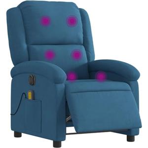 vidaXL Poltrona reclinabile per massaggio elettrico, sedia relax con schienale e poggiapiedi regolabili, seduta da soggiorno, moderna, blu velluto