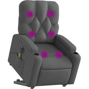 vidaXL Poltrona Alzapersona Massaggi Elettrica Grigio Scuro Tessuto